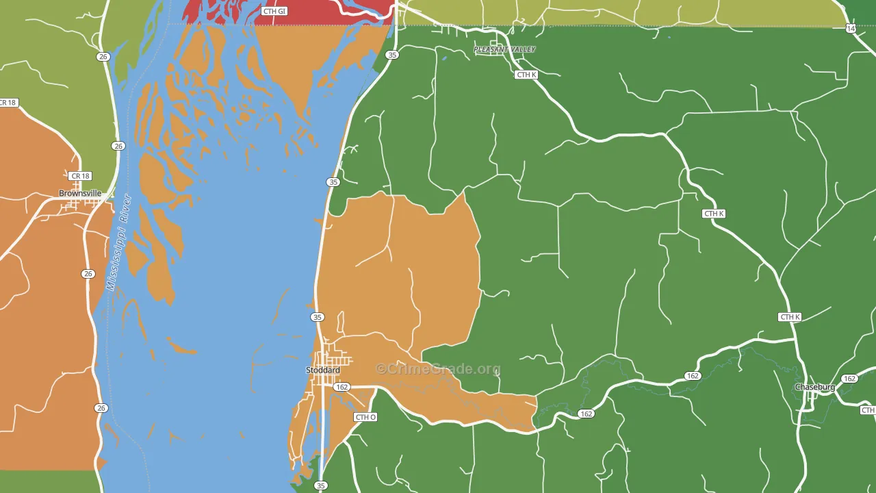 Stoddard, WI Map of Vandalism Rates