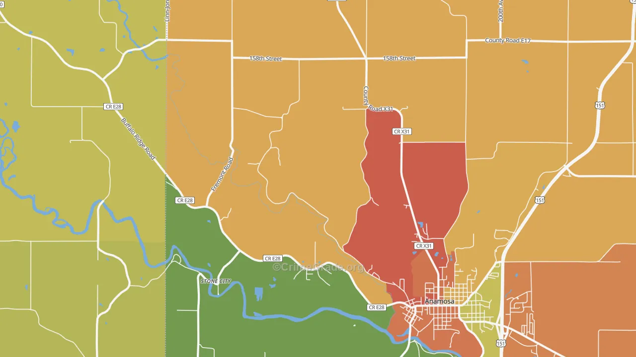 Stone City, IA Map of Vandalism Rates