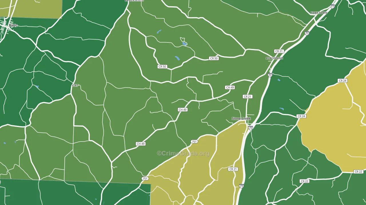 Stone Creek, OH Map of Vandalism Rates