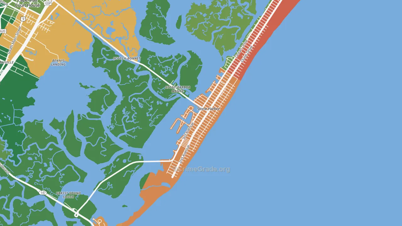 Stone Harbor, NJ Map of Vandalism Rates