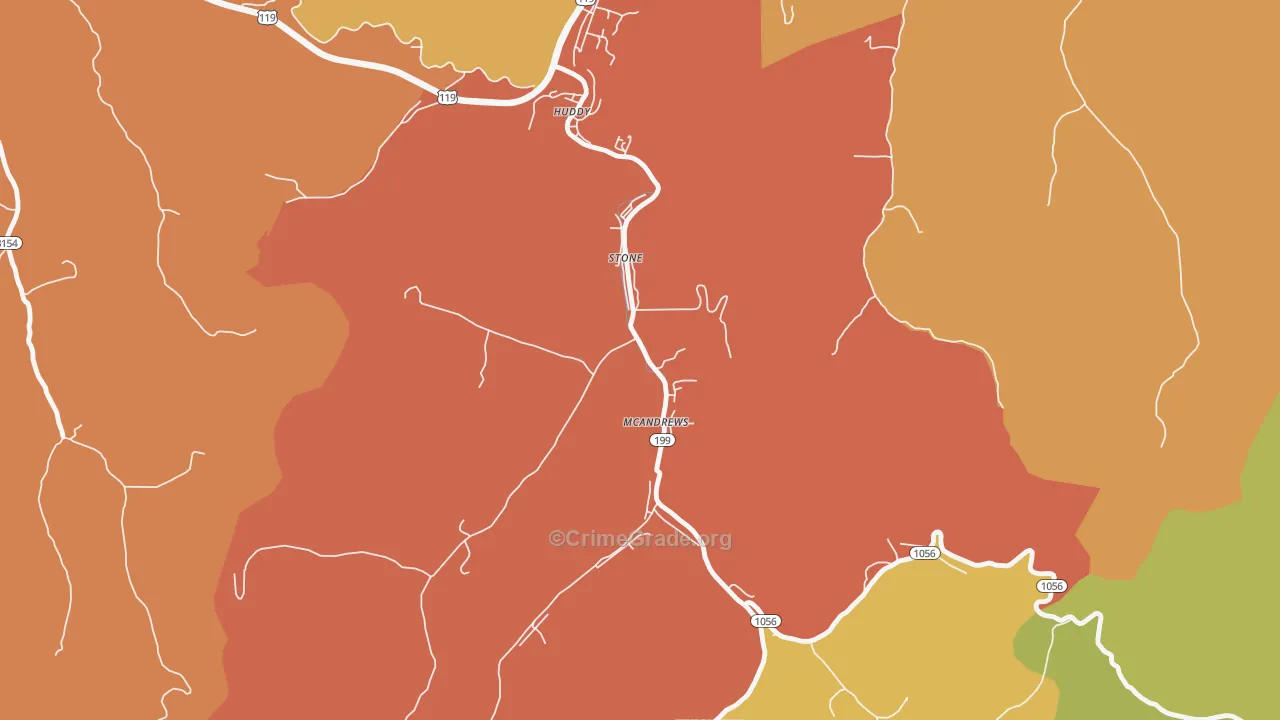 Stone, KY Map of Vandalism Rates