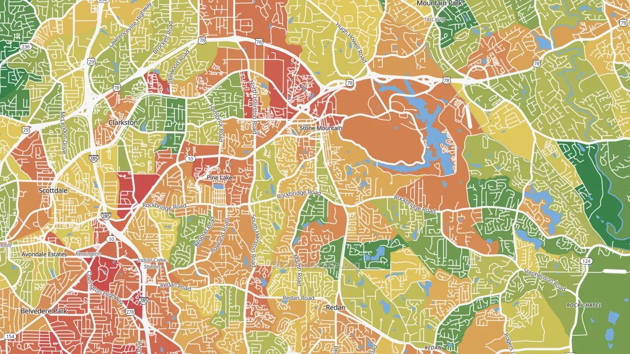Stone Mountain, GA Map of Vandalism Rates