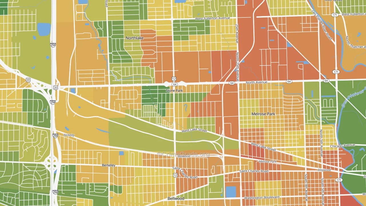 Stone Park, IL Map of Vandalism Rates