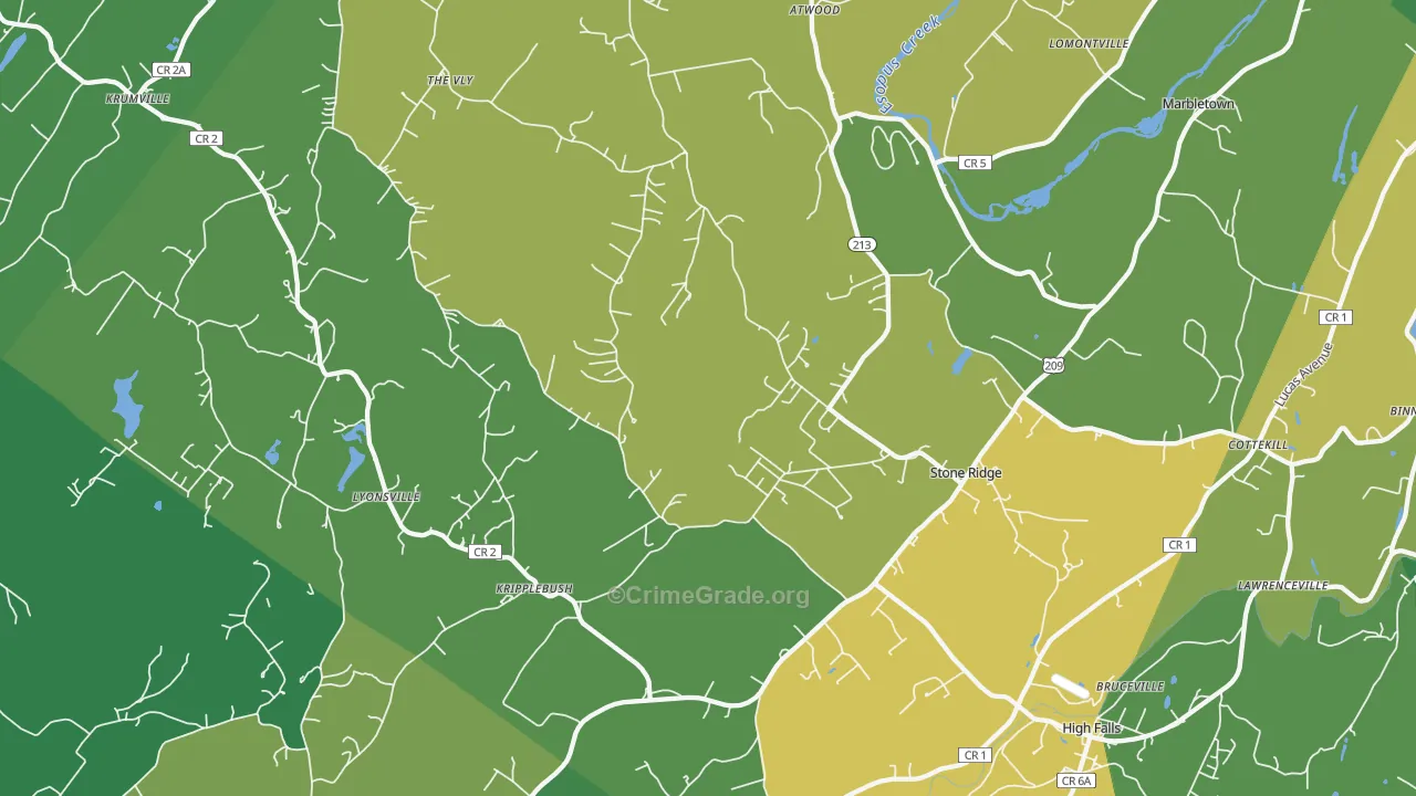 Stone Ridge, NY Map of Vandalism Rates