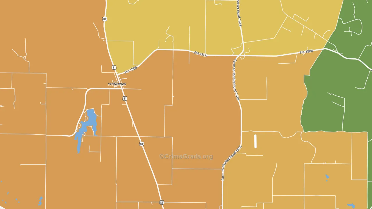 Stoneburg, TX Map of Vandalism Rates