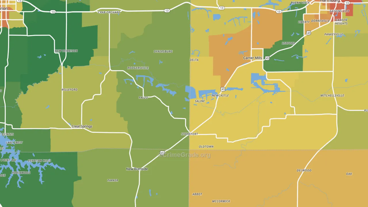 Stonefort, IL Map of Vandalism Rates