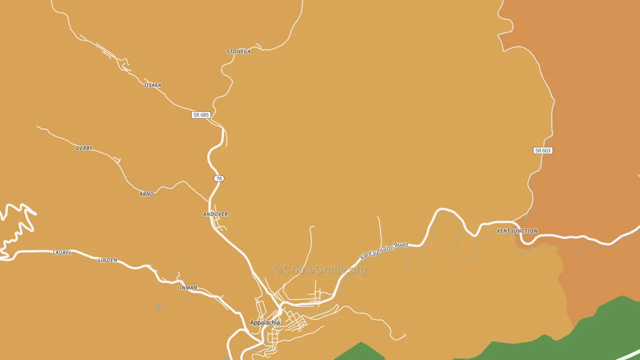 Stonega, VA Map of Vandalism Rates