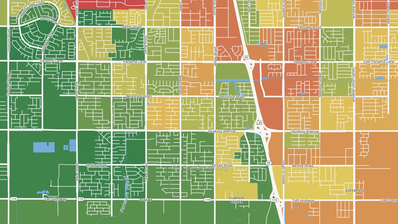 Stonegate, Bakersfield, CA Map of Vandalism Rates