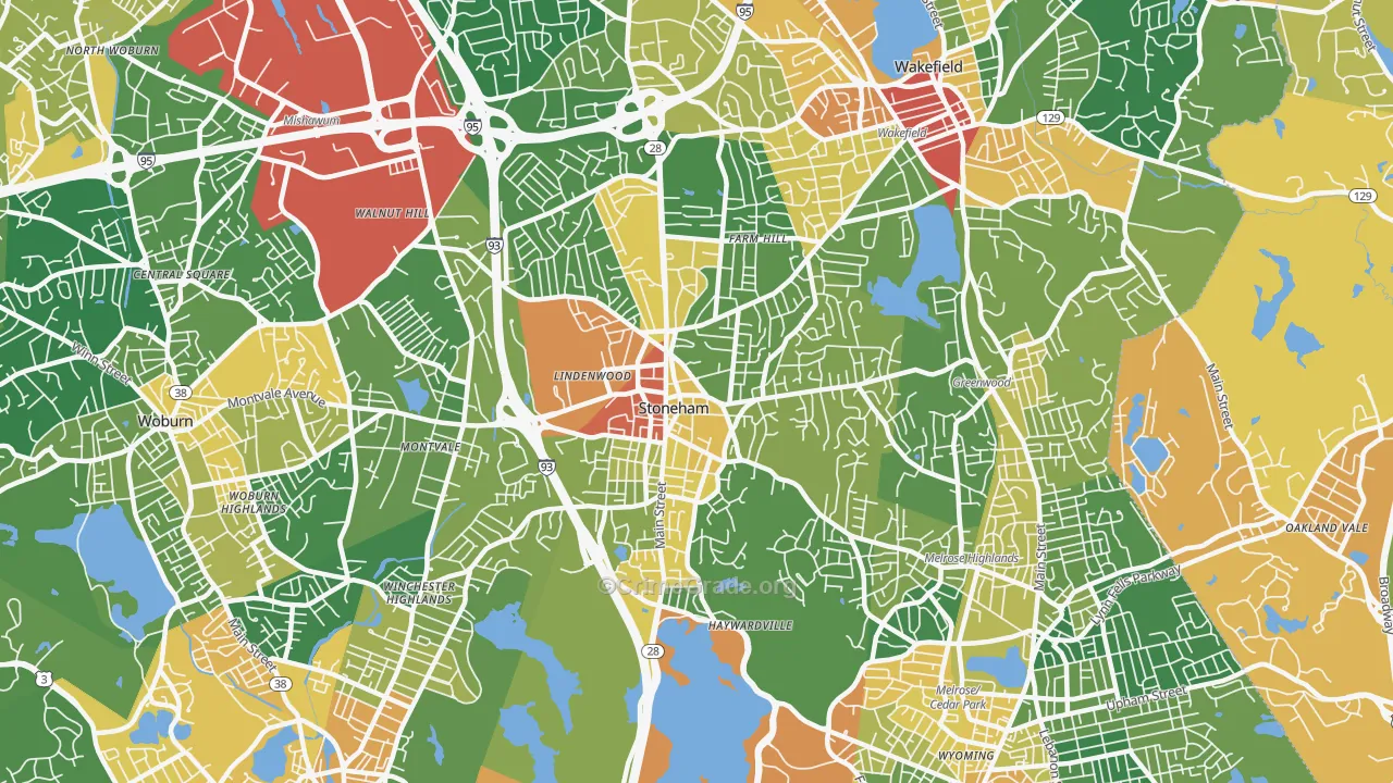 Stoneham, MA Map of Vandalism Rates
