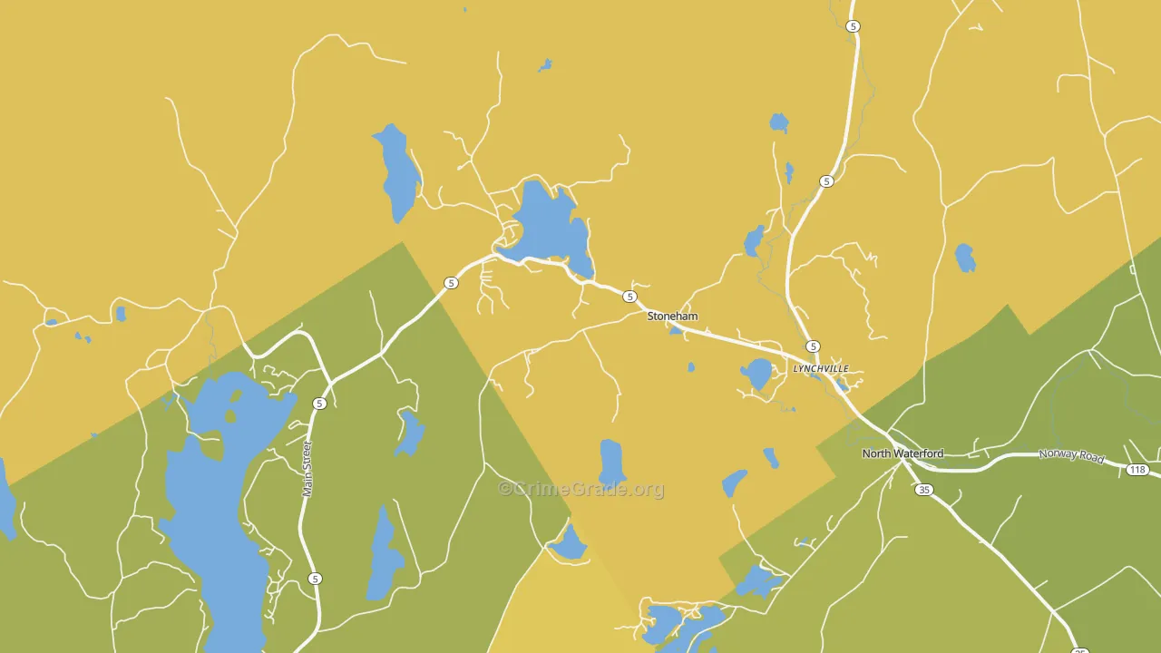 Stoneham, ME Map of Vandalism Rates