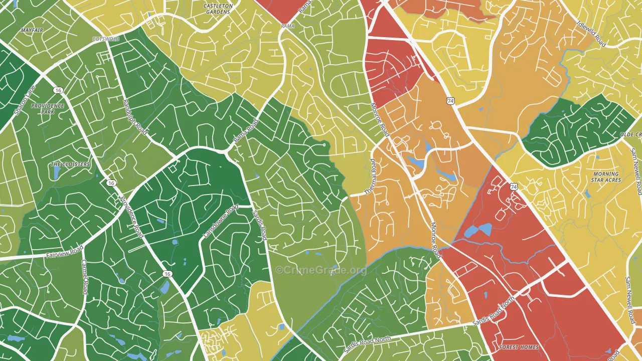 Stonehaven, Charlotte, NC Map of Vandalism Rates