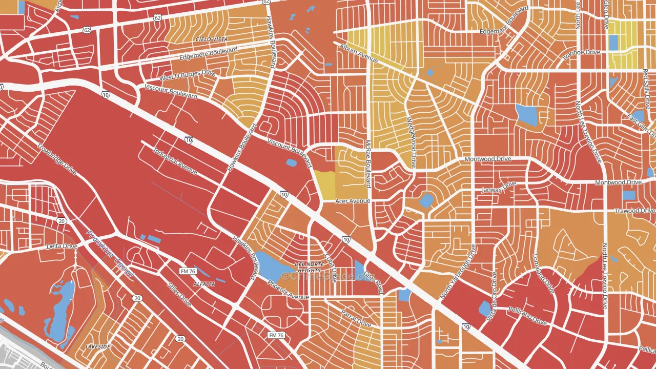 Stonehaven, El Paso, TX Map of Vandalism Rates
