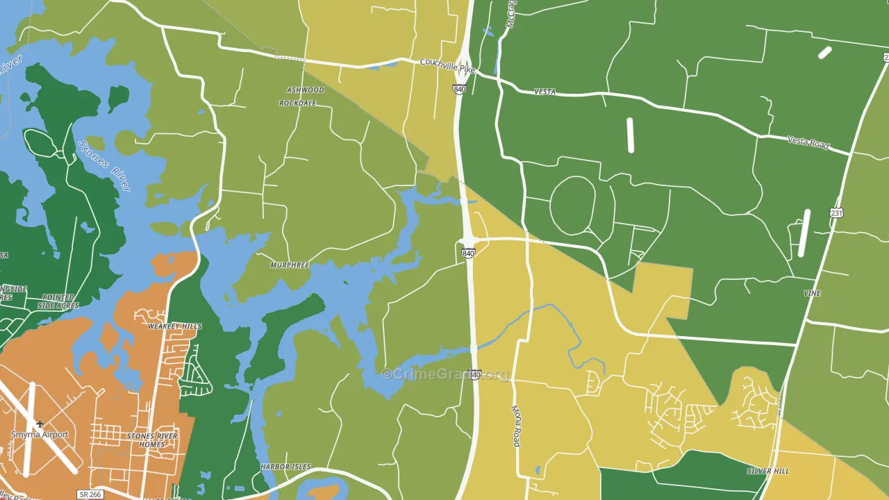 Stones River Homes, TN Map of Vandalism Rates