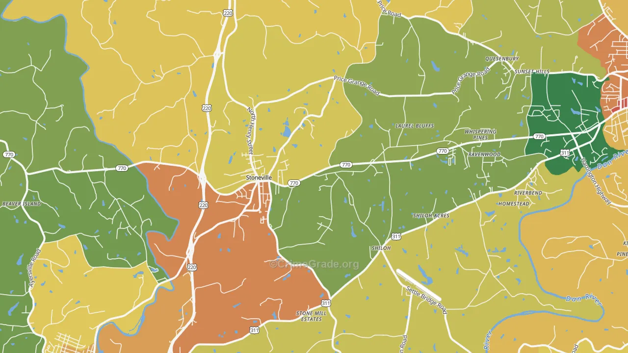 Stoneville, NC Map of Vandalism Rates