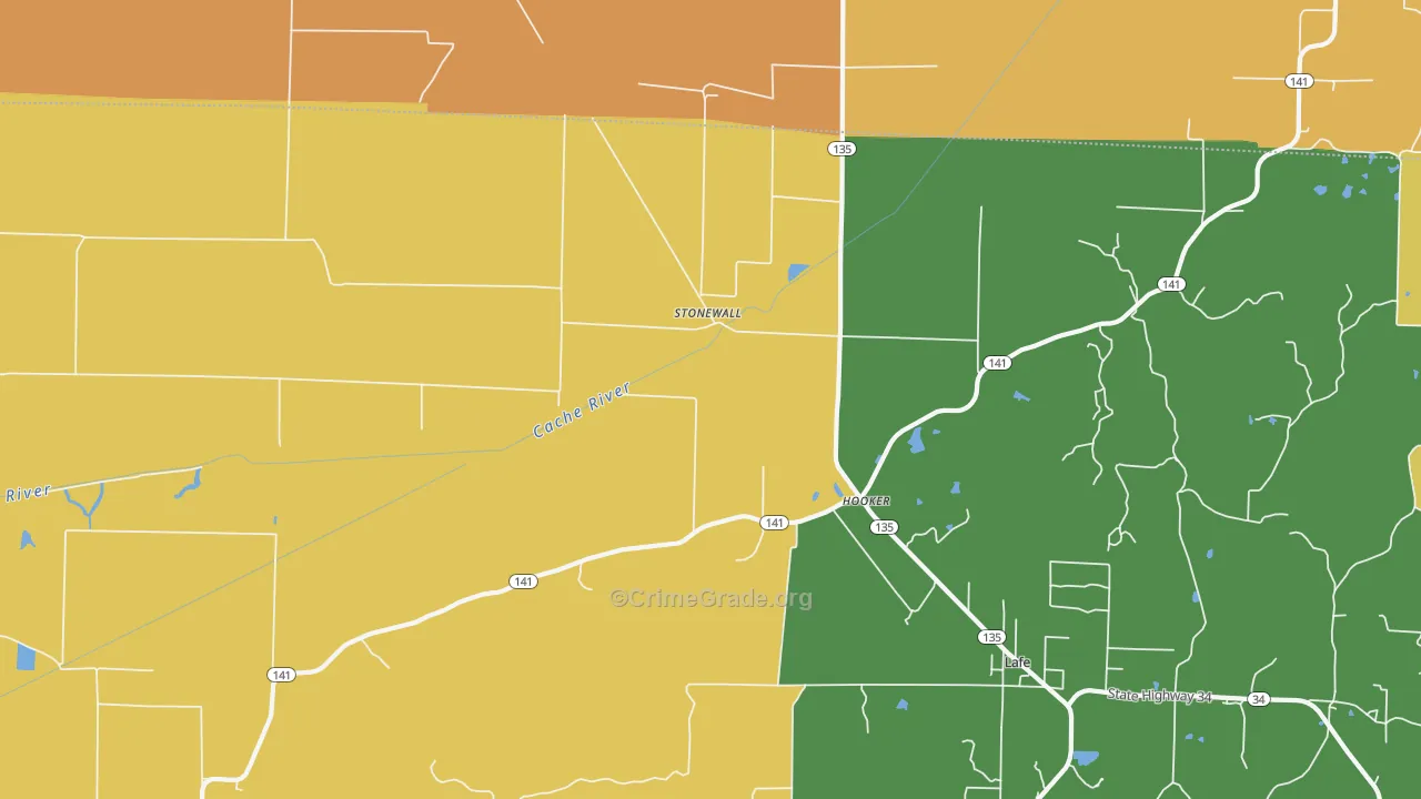 Stonewall, AR Map of Vandalism Rates