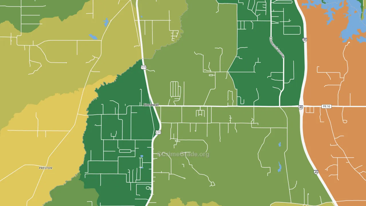Stonewall, LA Map of Vandalism Rates