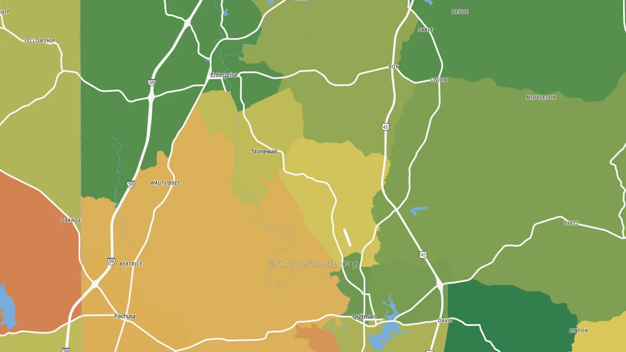 Stonewall, MS Map of Vandalism Rates