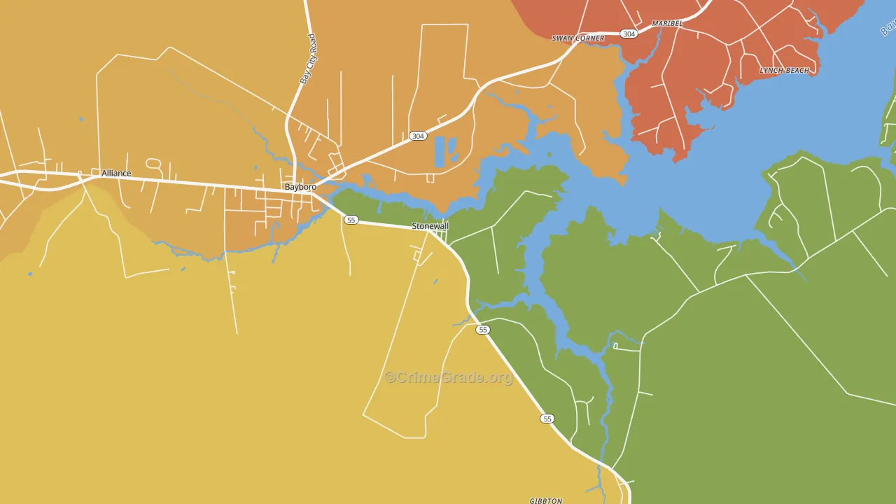 Stonewall, NC Map of Vandalism Rates