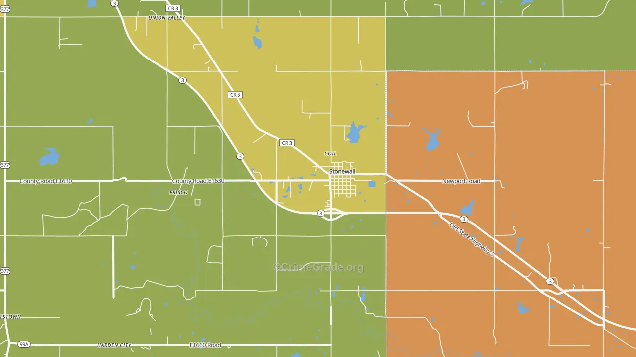 Stonewall, OK Map of Vandalism Rates