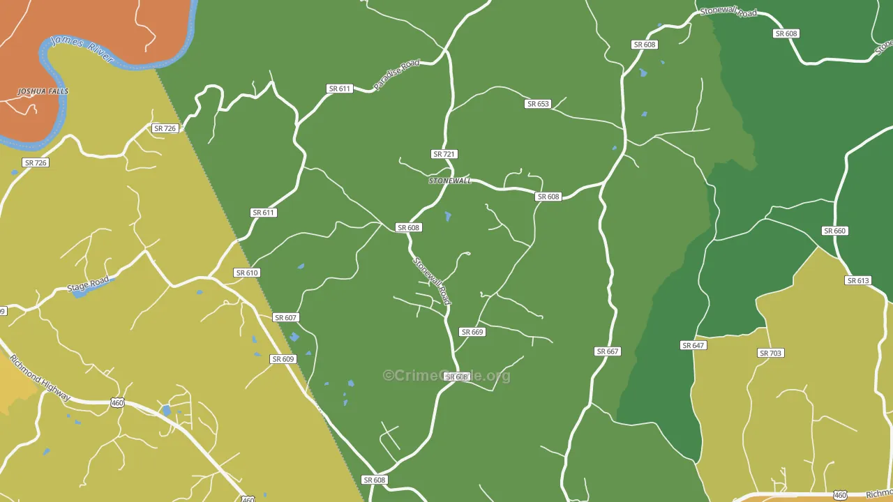 Stonewall, VA Map of Vandalism Rates
