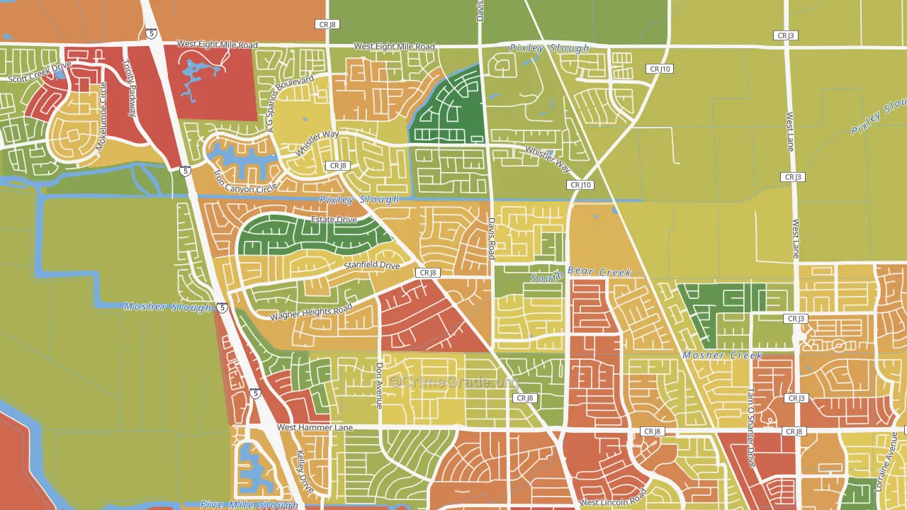 Stonewood, Stockton, CA Map of Vandalism Rates