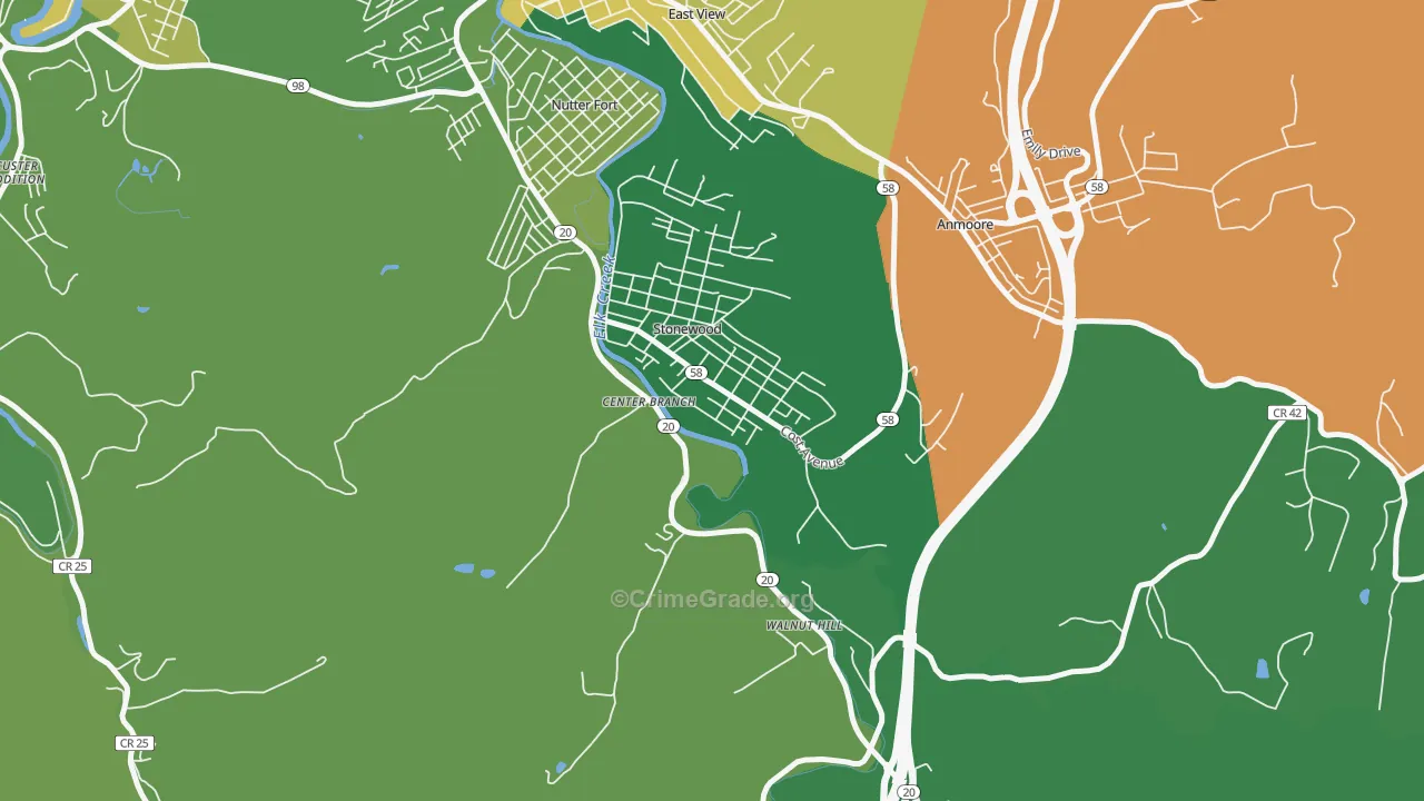 Stonewood, WV Map of Vandalism Rates
