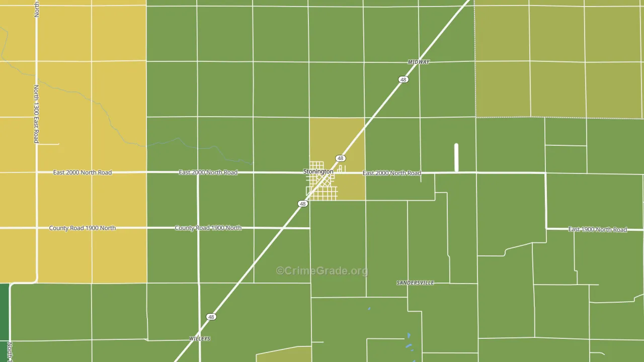 Stonington, IL Map of Vandalism Rates