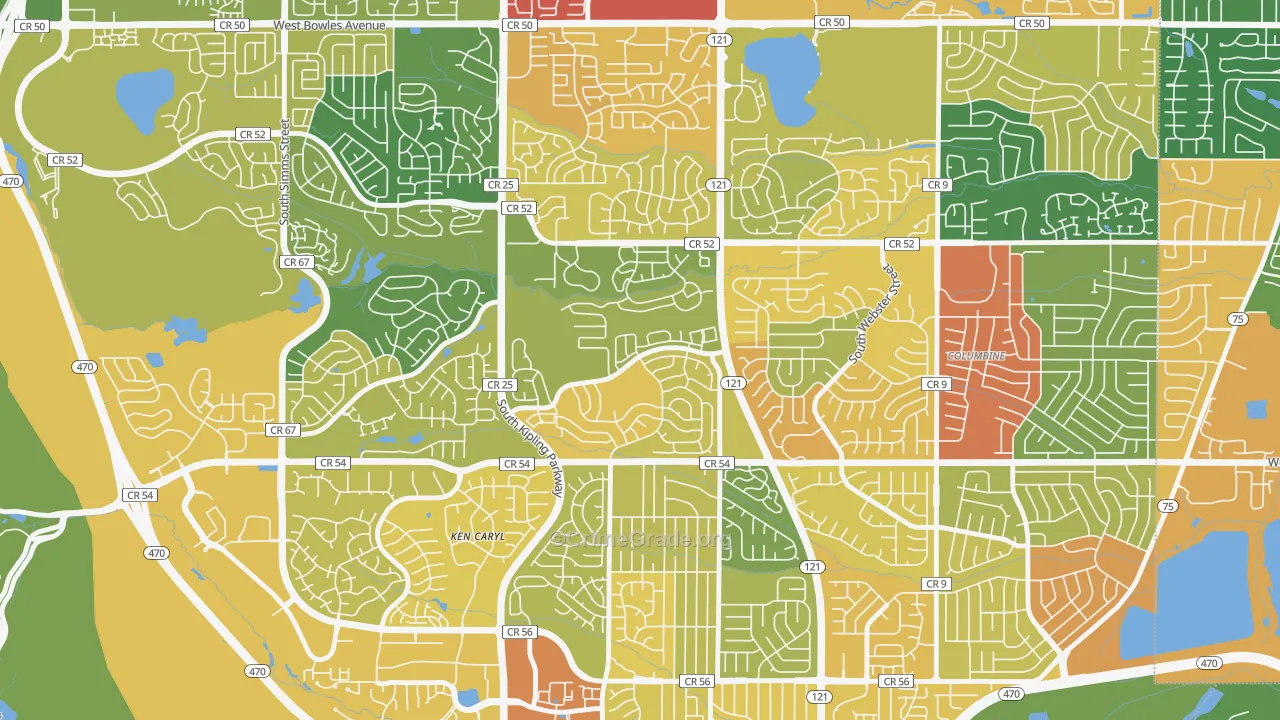 Stony Creek, Ken Caryl, CO Map of Vandalism Rates