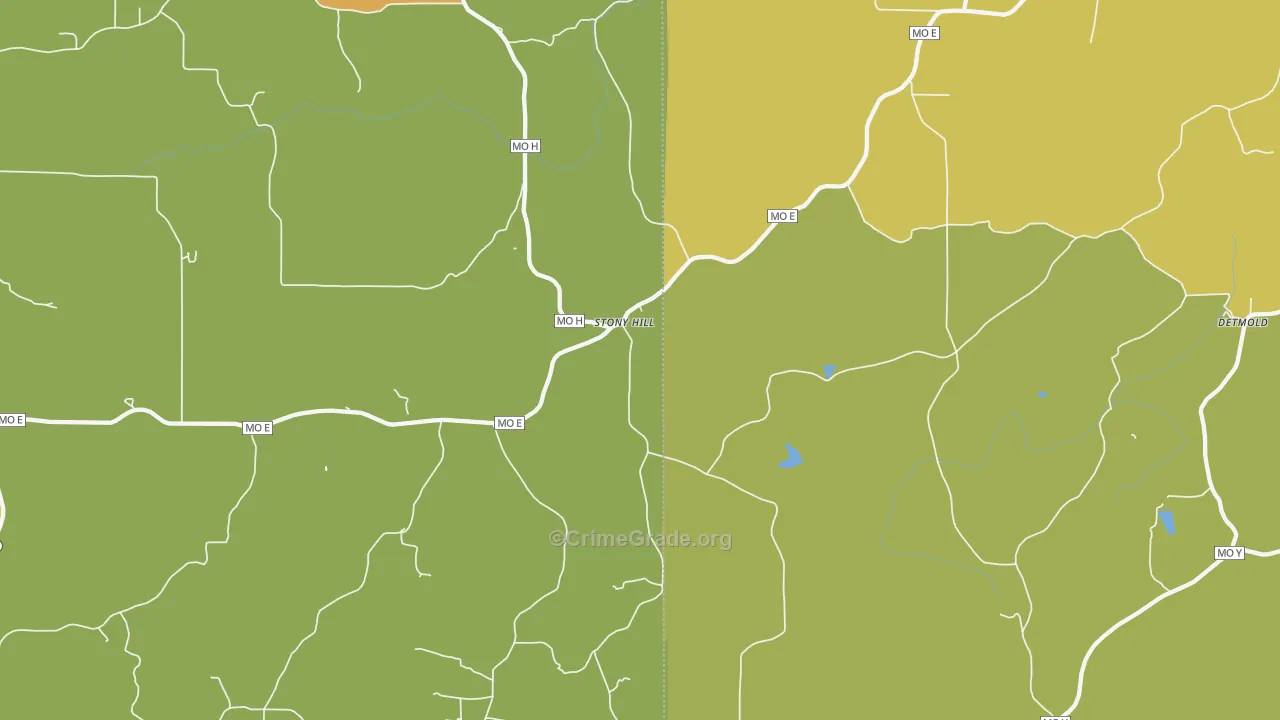 Stony Hill, MO Map of Vandalism Rates
