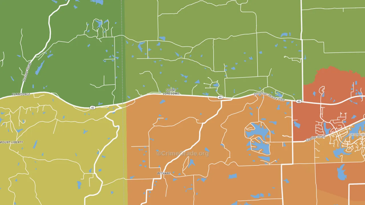 Stony Lonesome, IN Map of Vandalism Rates