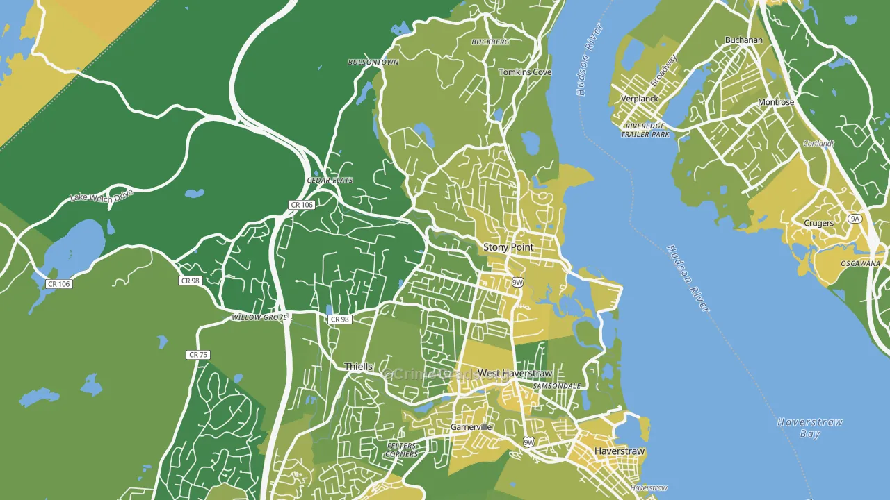 Stony Point, NY Map of Vandalism Rates