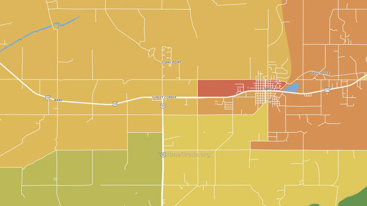 Stony Point, OK Map of Vandalism Rates