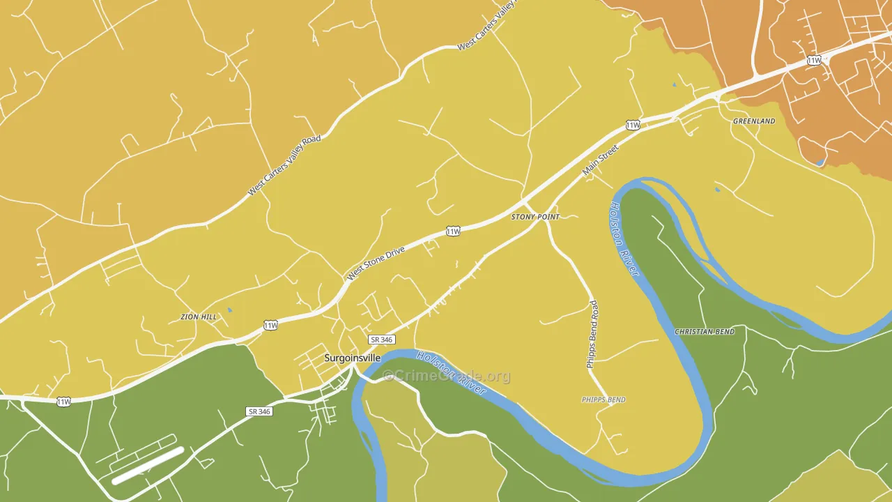 Stony Point, TN Map of Vandalism Rates