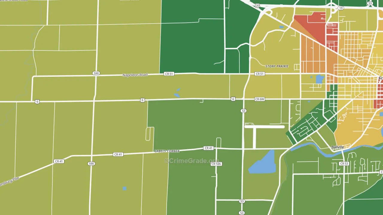 Stony Prairie, OH Map of Vandalism Rates