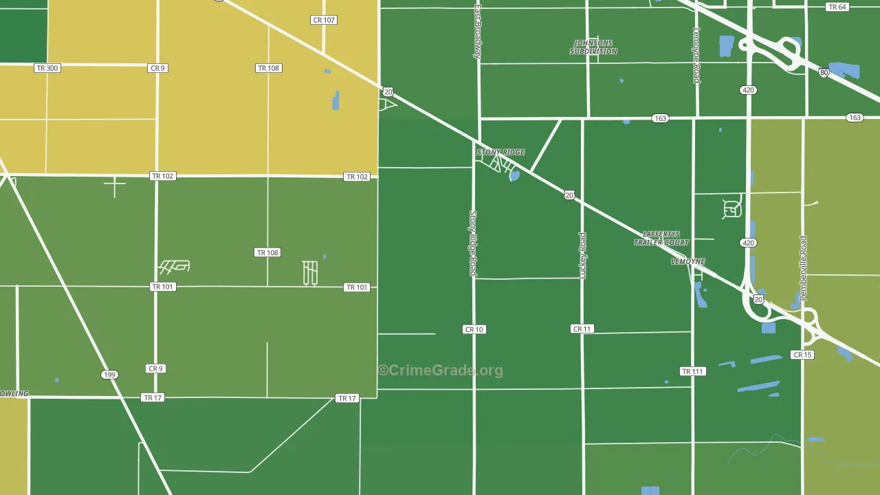 Stony Ridge, OH Map of Vandalism Rates