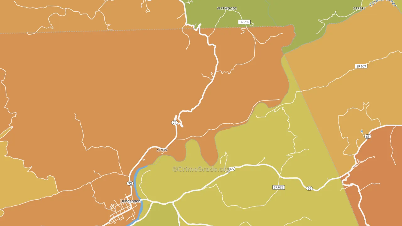 Stony, VA Map of Vandalism Rates