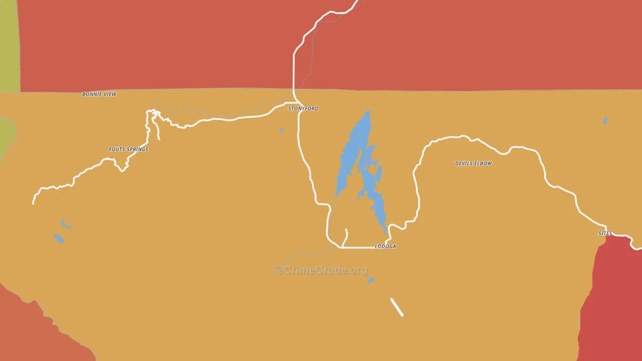 Stonyford, CA Map of Vandalism Rates