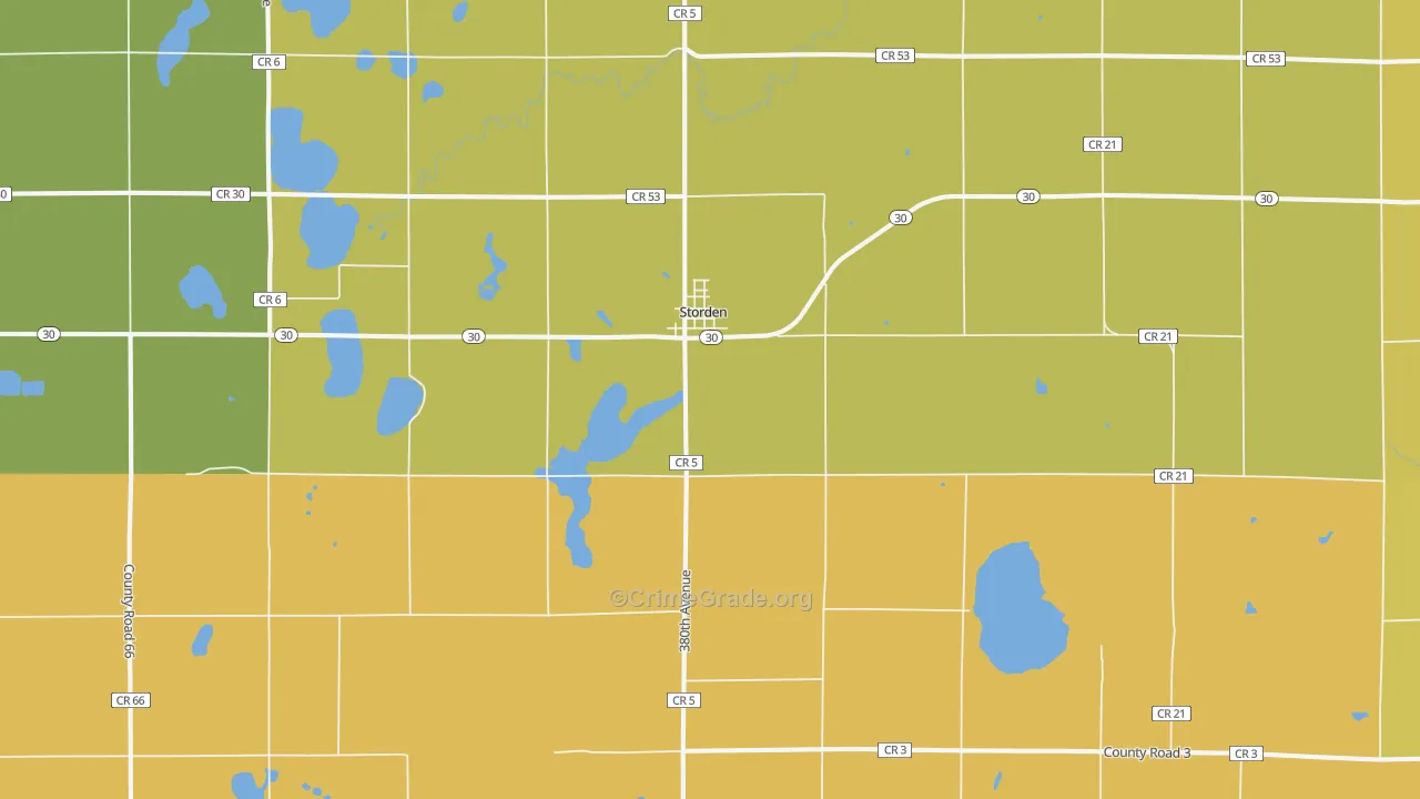 Storden, MN Map of Vandalism Rates