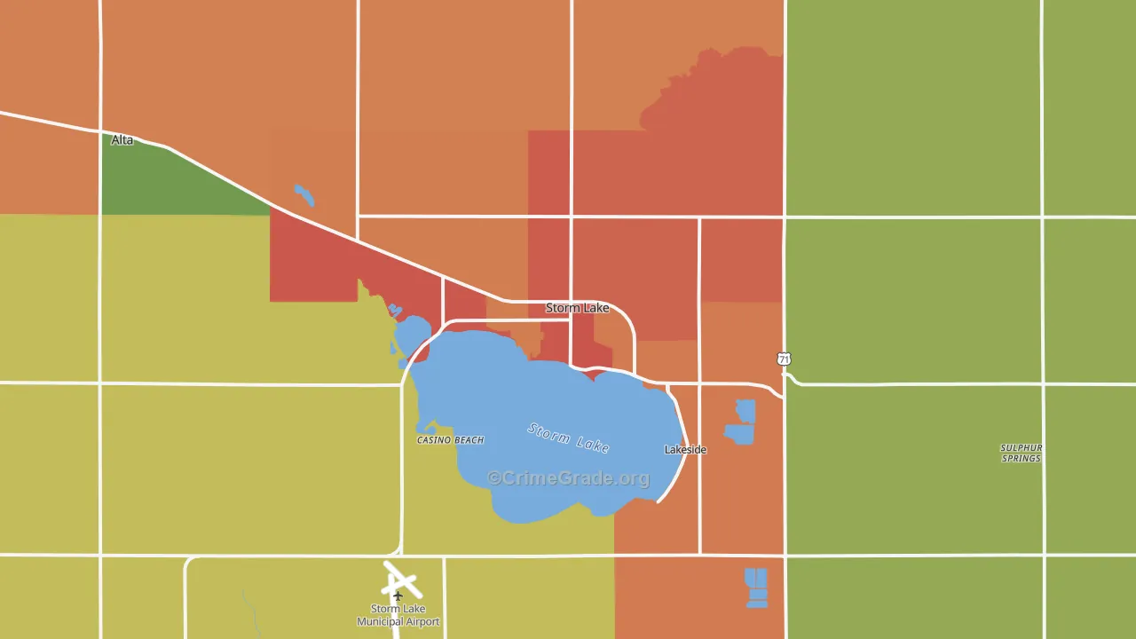 Storm Lake, IA Map of Vandalism Rates