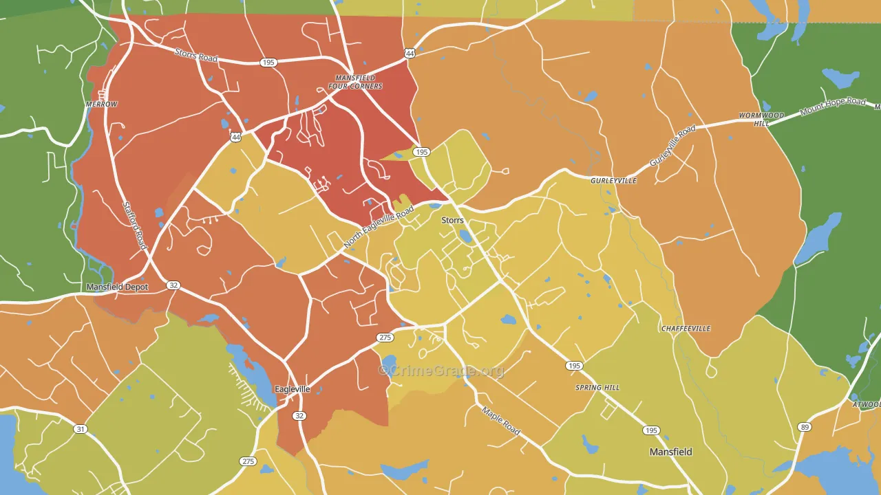 Storrs Mansfield, CT Map of Vandalism Rates