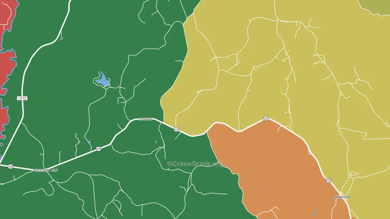 Stough, AL Map of Vandalism Rates