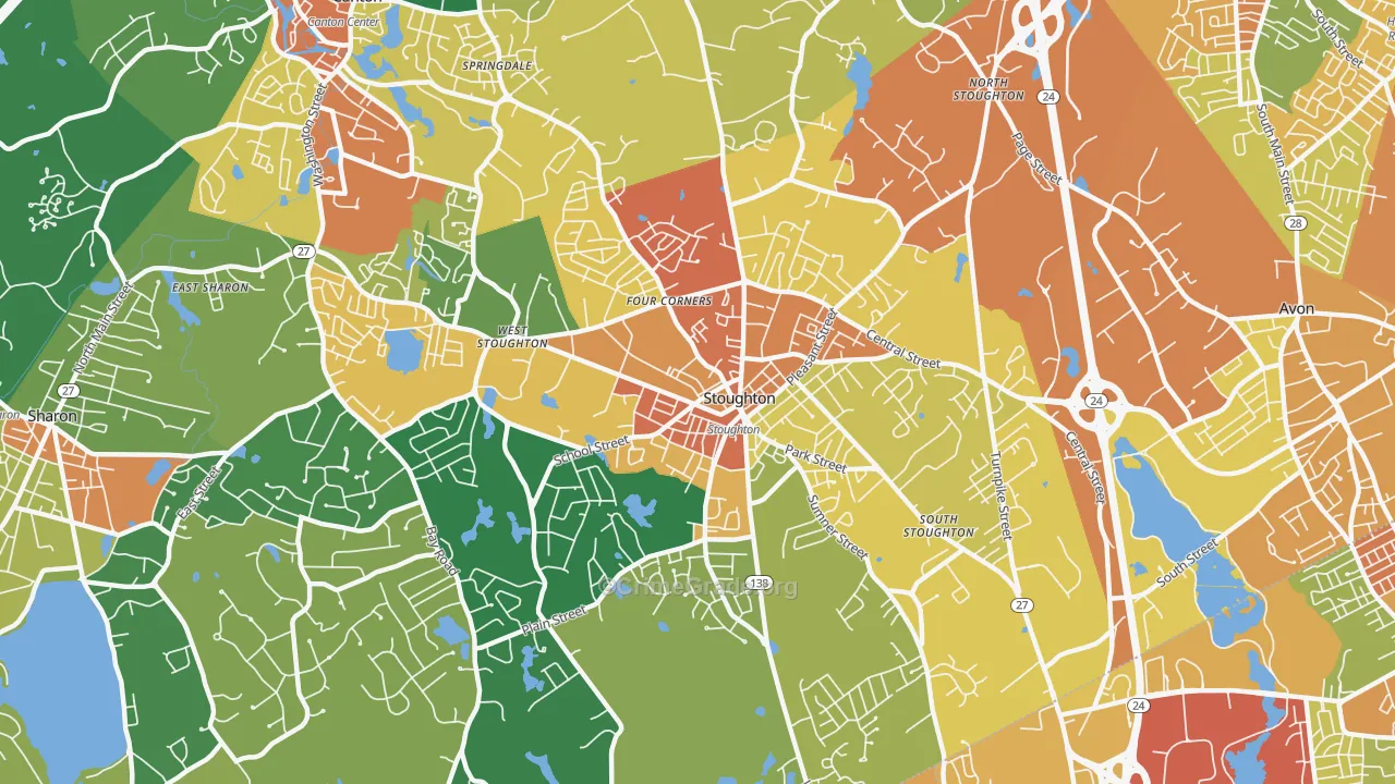Stoughton, MA Map of Vandalism Rates