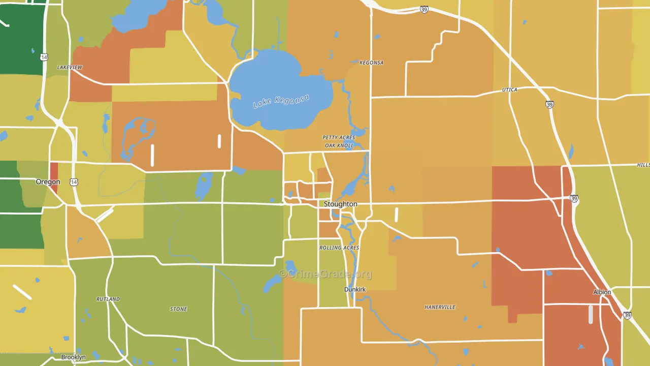 Stoughton, WI Map of Vandalism Rates