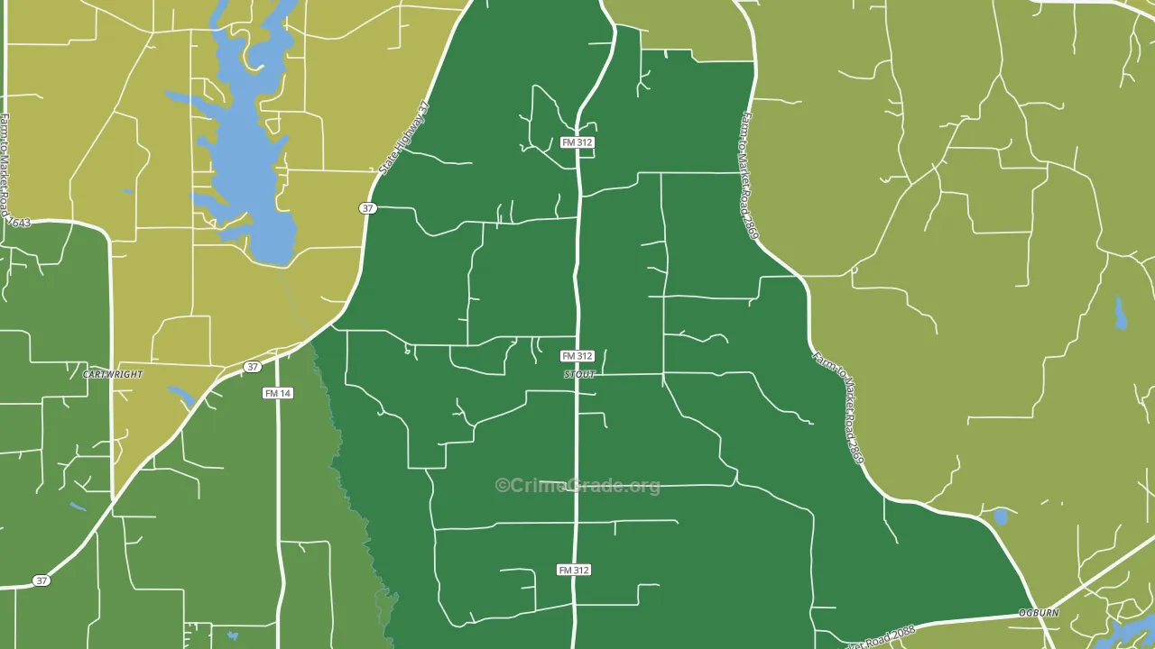 Stout, TX Map of Vandalism Rates