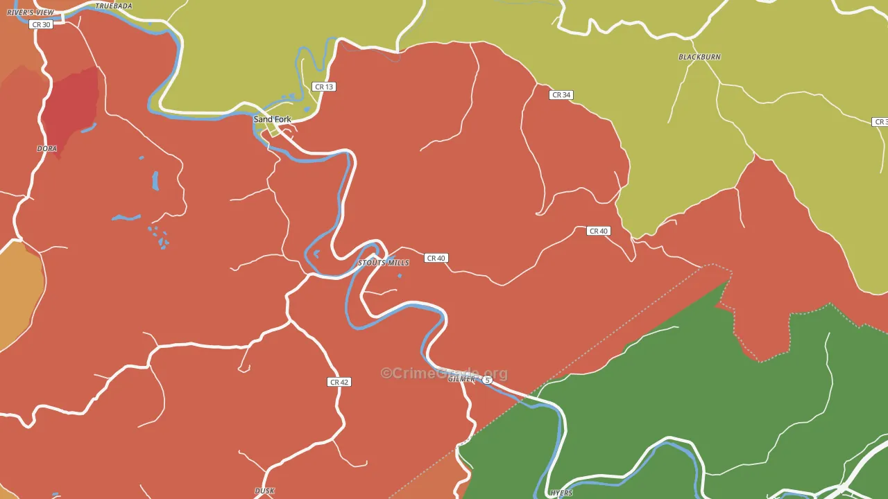 Stouts Mills, WV Map of Vandalism Rates