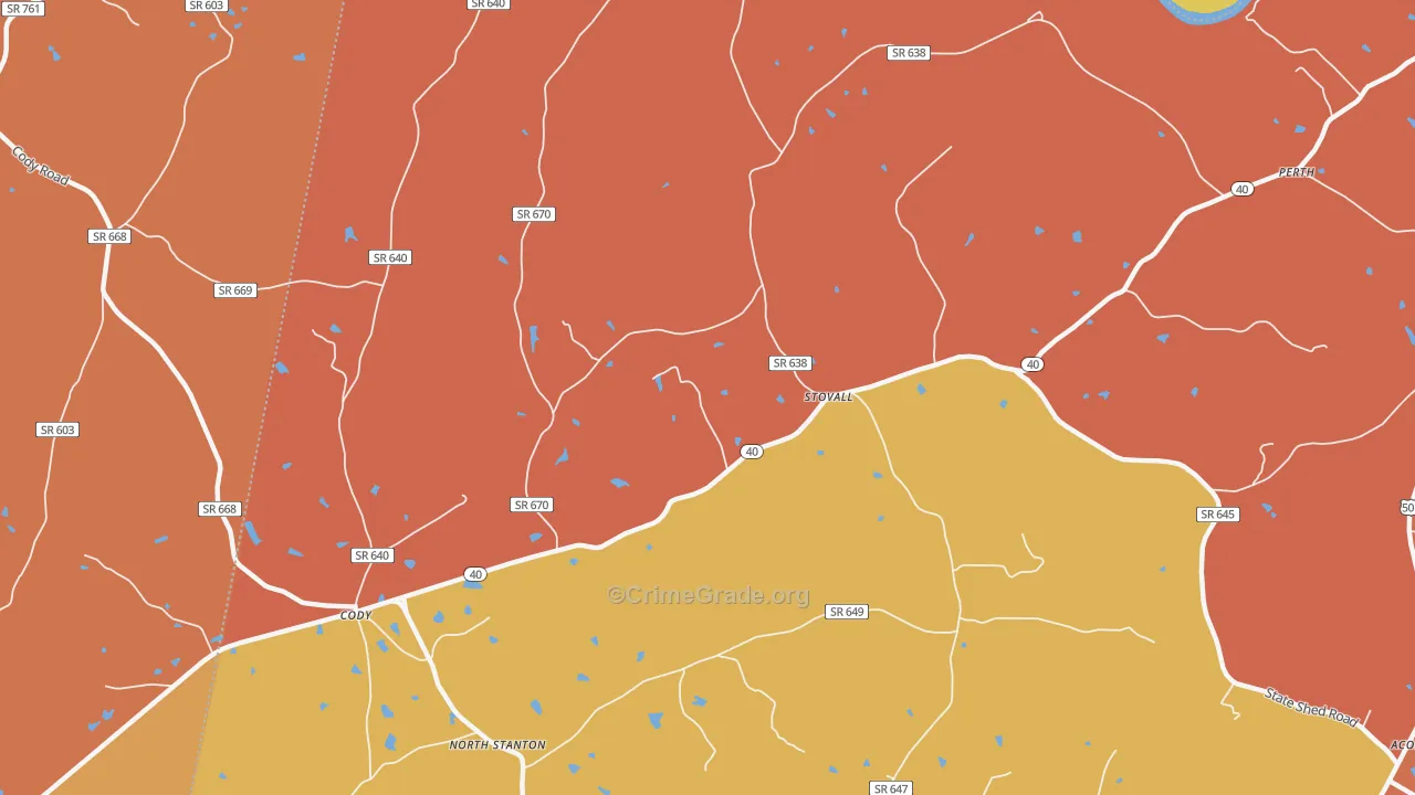 Stovall, VA Map of Vandalism Rates