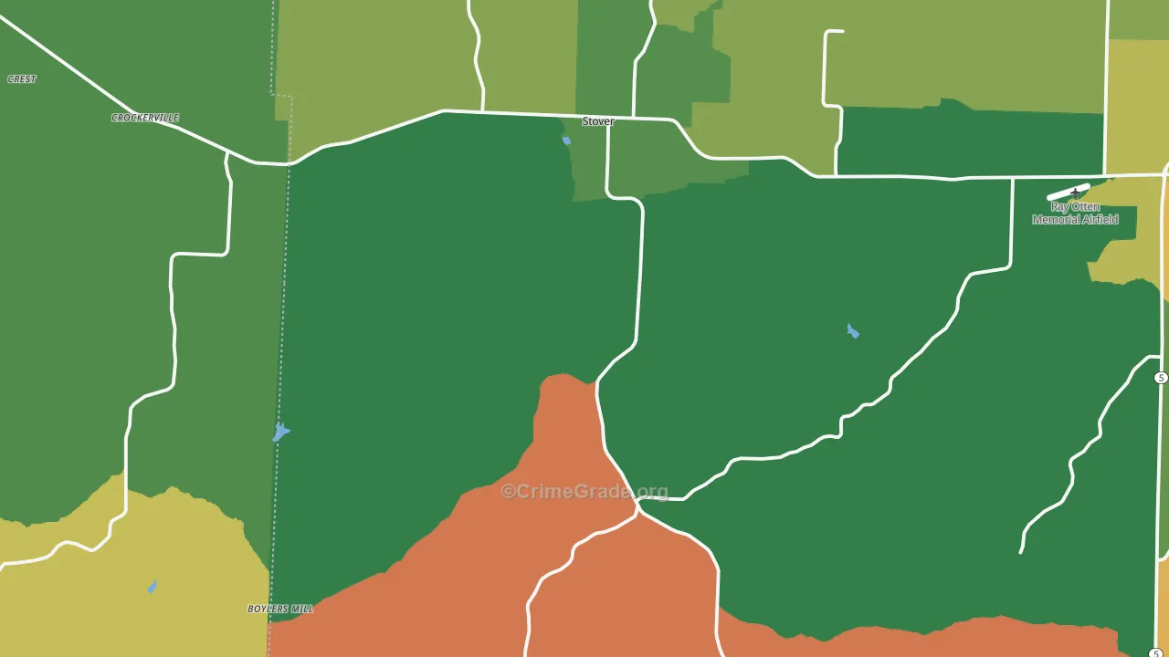 Stover, MO Map of Vandalism Rates