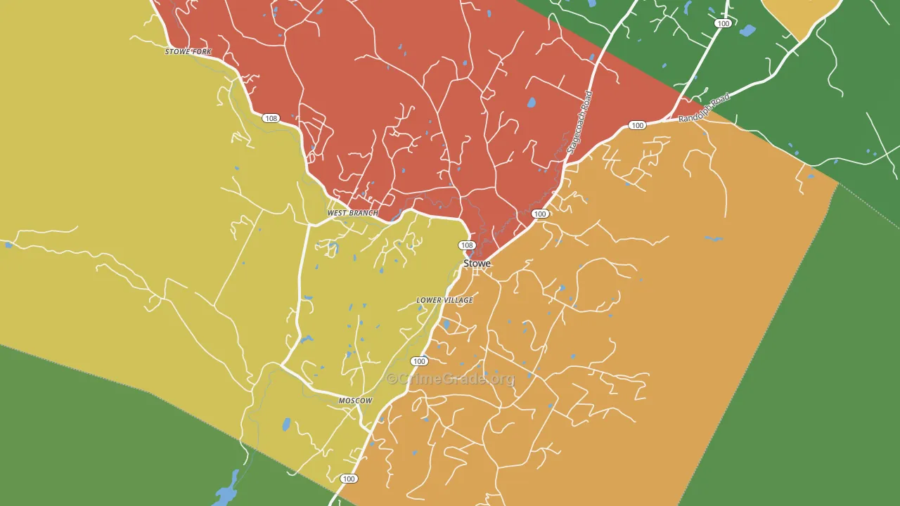 Stowe, VT Map of Vandalism Rates