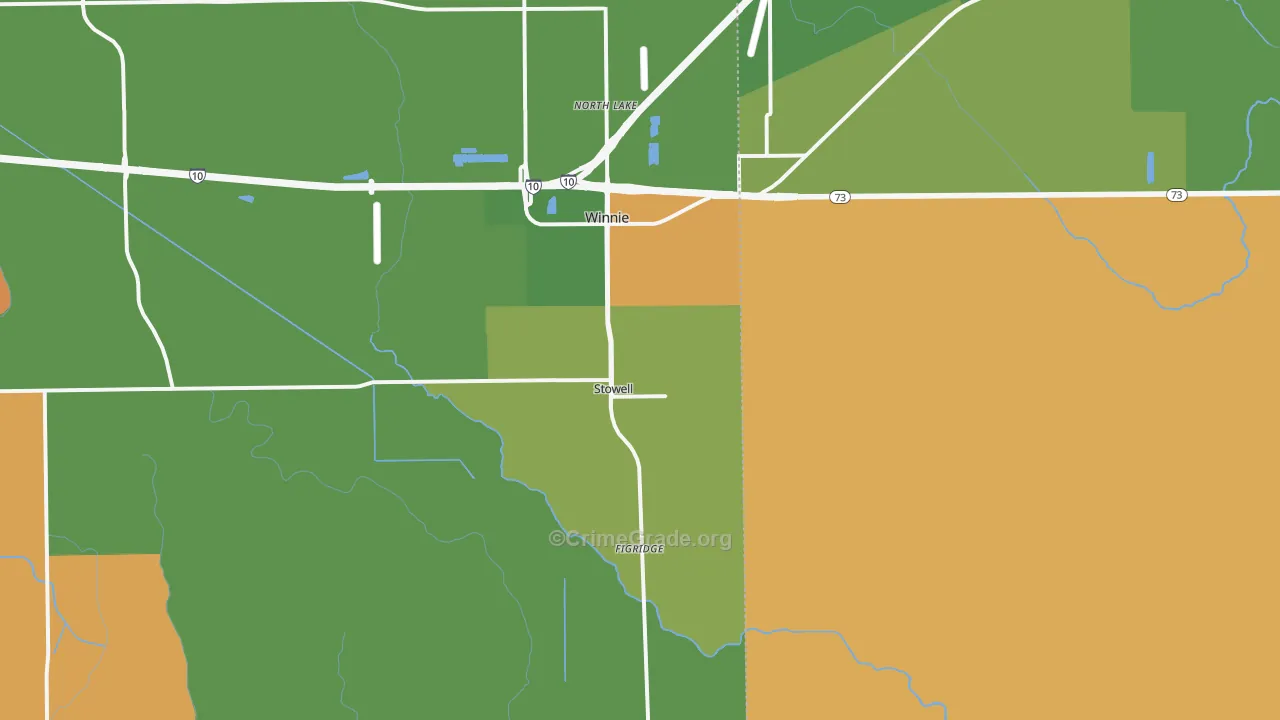 Stowell, TX Map of Vandalism Rates