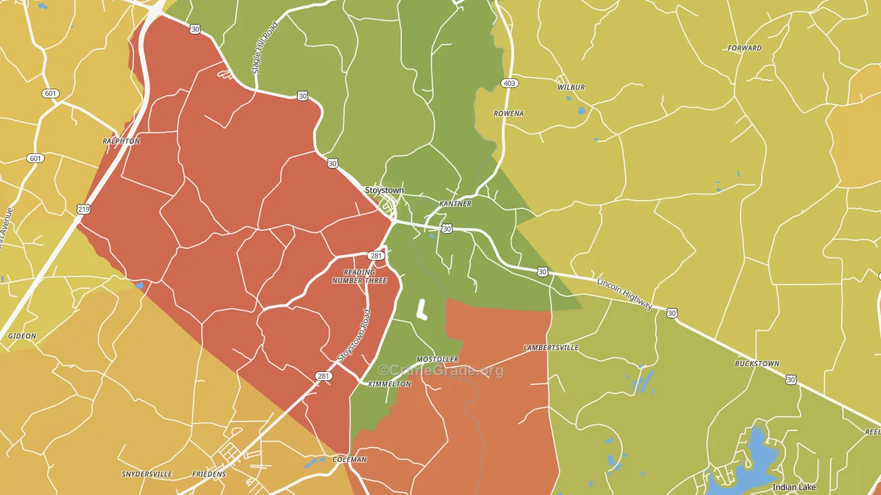 Stoystown, PA Map of Vandalism Rates